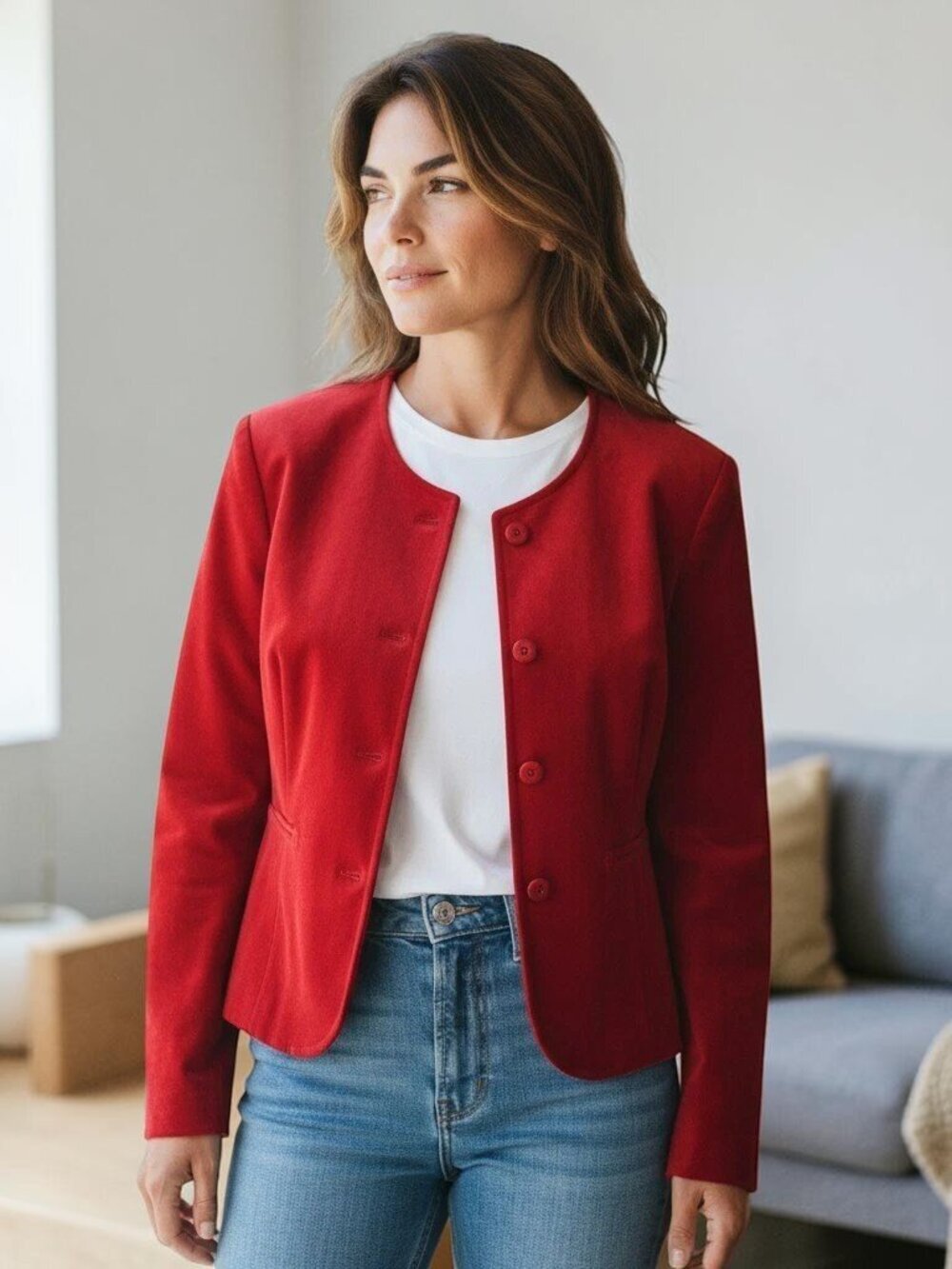 VTG Pendleton Womens Sz 14 Red Pure Virgin Wool Button Crop Career Blazer Jacket